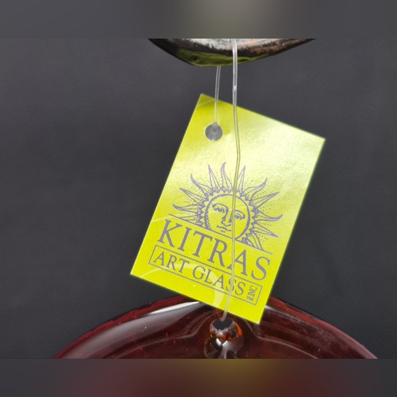 Kitras Art Glass Red Christmas Ornament With Tag - Picture 2 of 4